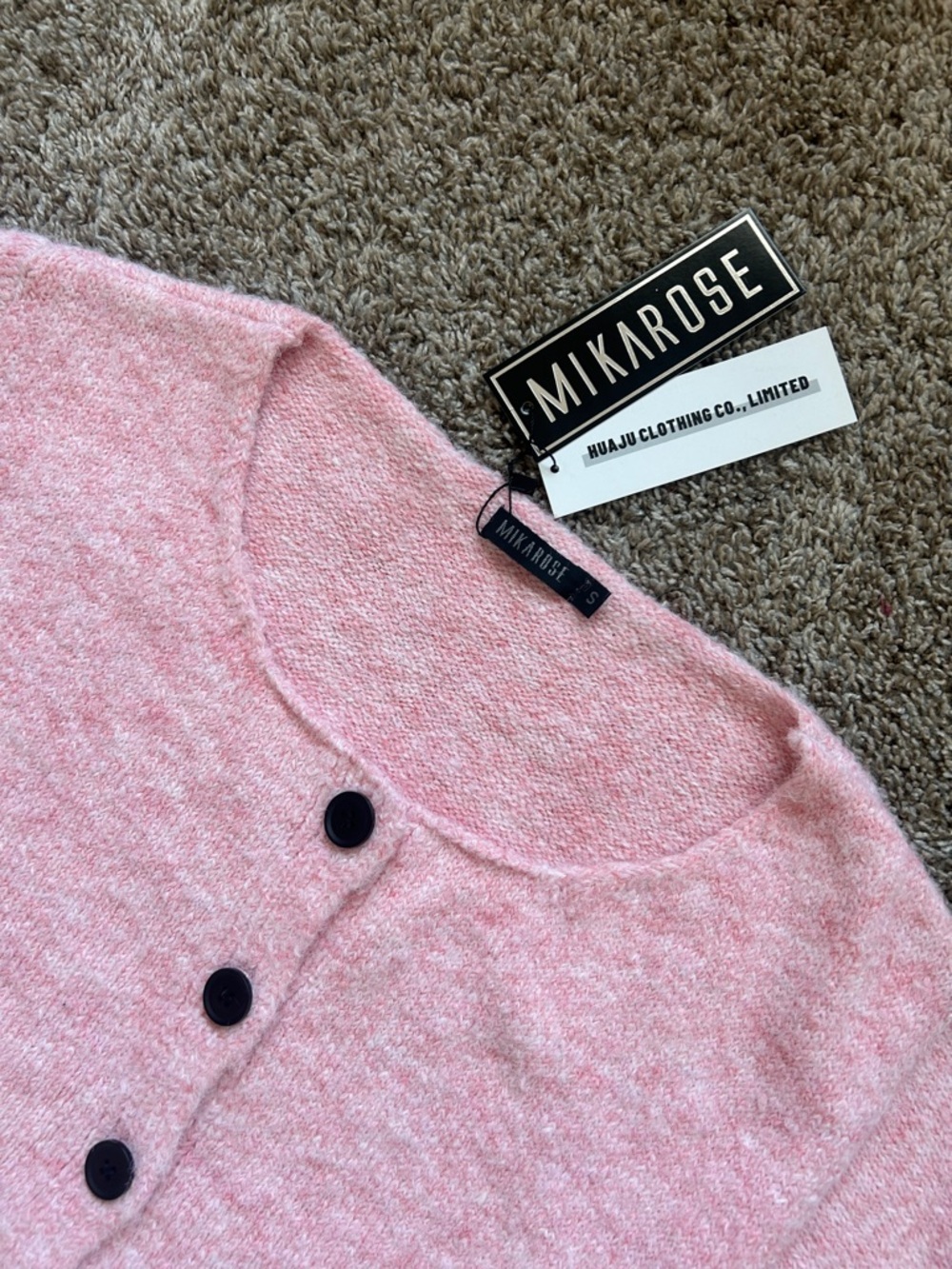 Mikarose Soft Pink Button Front Short Sleeve Cardigan - Picture 2 of 6